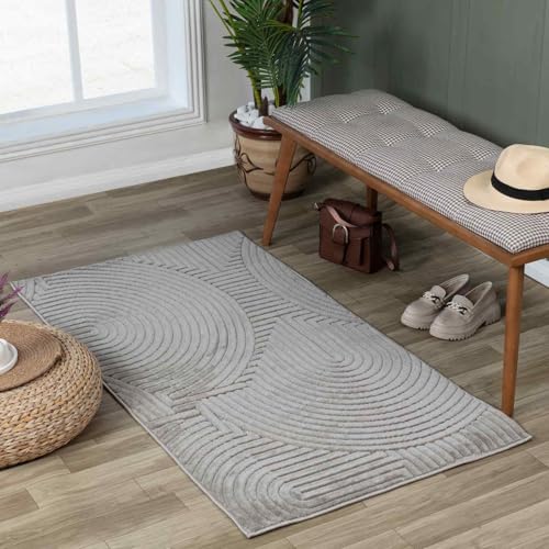 Livabliss Houston Indoor Outdoor - Living Room, Dining Room - Modern Boho Geometric Pattern - Soft Scandinavian Living Room Oriental - Runner Hallway 80 x 150 cm Large Grey