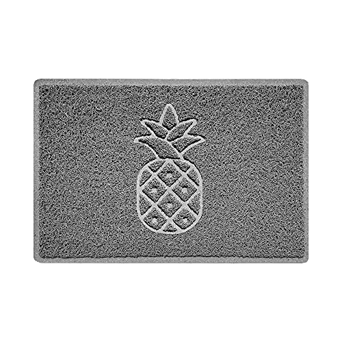 Nicoman Pineapple Embossed Shape Door Mat Dirt-Trapper Jet-Washable Doormat-(Use Outdoor ONLY)- (60x40cm/23.6x15.7inches, Small) Grey