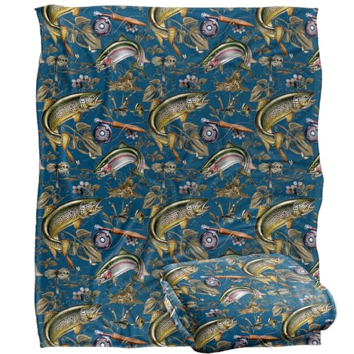 Jq Licensing - Jl-Jp-Jq Trout Tiki Fishing Pattern 2 Silky Touch Super Soft Throw Blanket 152 X 127 Cm