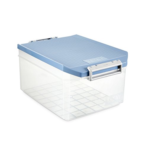 TATAY Storage Box Stackable Design ABS Plastic Lid with Hinges Included - Storage Box Household - Capacity 14 L - Dimensions 27x39x19 cm - BPA-Free Material - Stackable Design, Blue