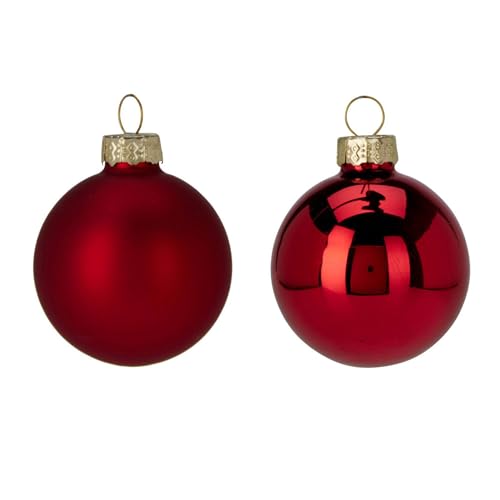 Well Home Set of 16 Christmas Baubles Red Ø3.5 cm - Glossy and Matt