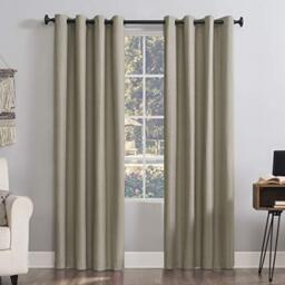 "Sun Zero Columbia 2-Pack Thermal Energy Saving 100% Blackout Grommet Curtain Panel Pair, 50"" x 84"", Stone"