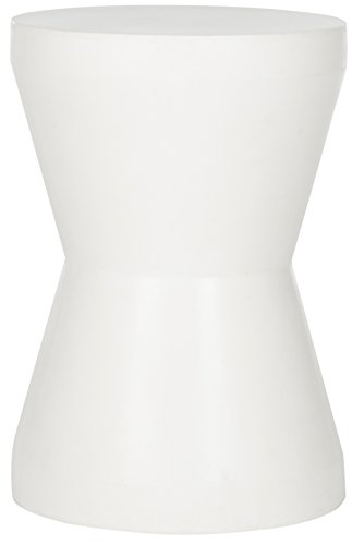 SAFAVIEH Modern Outdoor Cement Stool, in Ivory, 31 X 31 X 43.94