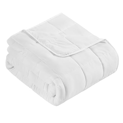 "CuteKing Weighted Blanket for Adults: Weighted Blanket with Premium Glass Beads - Breathable Heavy Blanket for Comfort Sleep - Thick Blanket for Adult All Season (20lbs, 48""x72"", White)"