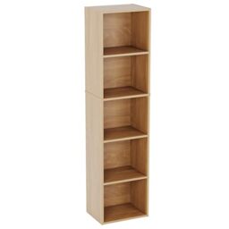 Vida Designs Oxford 5 Tier Cube Bookcase, Oak Wooden Shelving Display Storage Unit Office Living Room Furniture