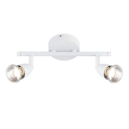 Amalfi 2 Way Adjustable Bar Spotlight Fixture - IP20 Semi Flush Ceiling Light - GU10 LED Compatible Spotlight Lamp - Residential and Commercial Dimmable Light Fitting - Gloss White Finish