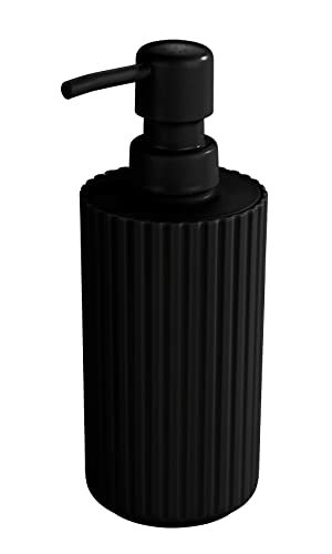 Allstar Minas Soap Dispenser, Refillable Dispenser for up to 280 ml Liquid Soap Made of Plastic, Diameter 7 x 18 cm, Black