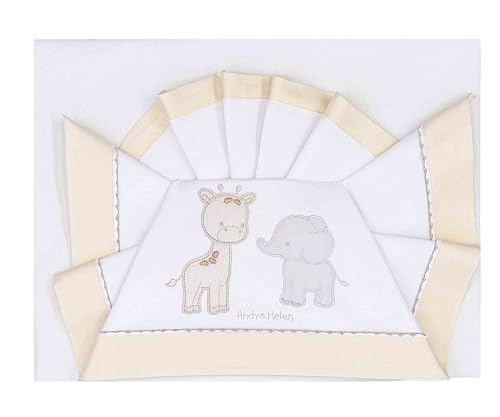 ANDY & HELEN® 3-Piece Set of Top Sheet, Fitted Sheet and Pillowcase, 100% Cotton, Cream