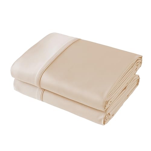 Flat Sheet Only 2 Pack,Twin Size 400 Thread Count 100% Egyptian Cotton Flat Sheet - Wrinkle, Fade, Stain Resistant (Beige,Twin,2Pack)
