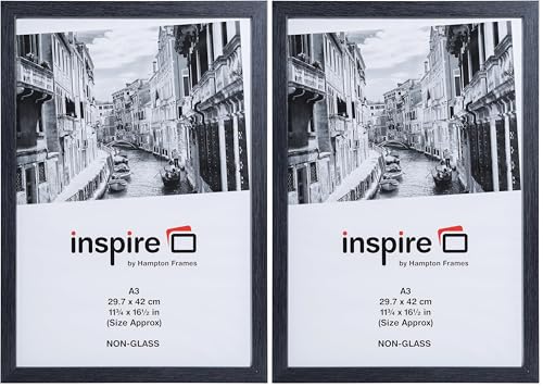 Hampton Frames WESTMINSTER Paperwrap Poster Photo Display Frame Acrylic (Non Glass) Grey A3 (30x42cm) WESA3GRY (Pack of 2)