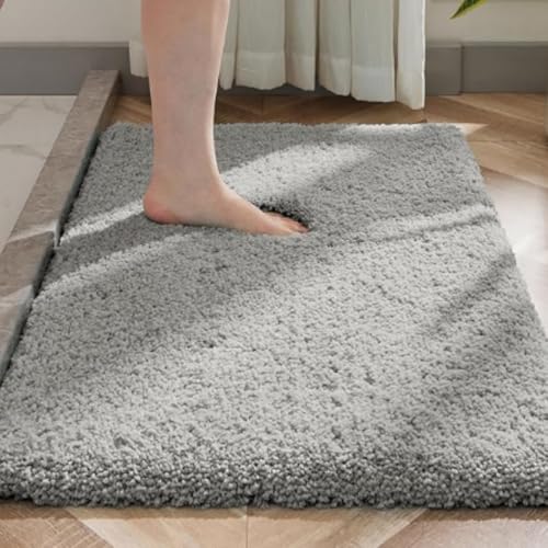 Sonive Non Slip Bath Mats for Inside Bath 60x120cm, Soft Bathroom Mat, Absorbent Mats for Bathroom, Machine Washable Quick Dry Rug Foot Mat, Grey