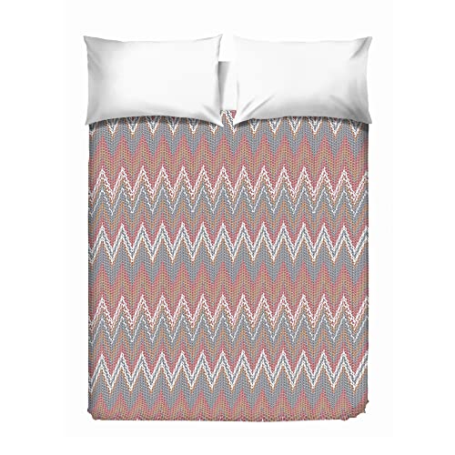 PENSIERI DELICATI Double Bed Sheet 260 x 280 cm, Single Sheet 100% Cotton Pique, Ideal as Furnishing Towel, 2 Squares Bed Blanket, Coral Barbed Pattern, 100% Made in Italy