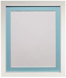 FRAMES BY POST Rio Picture Photo Frame, MDF Wood, White with Blue Mount, A4 Inch Image Size 9 x 6 Inch Plastic Glass