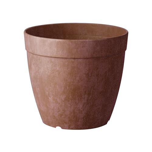 "Novelty Manufacturing Round Planter, Resin Stone, Natural, 8"" Dia"