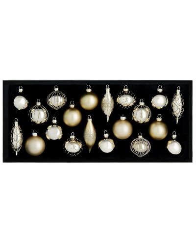 Pale Gold Glass Baubles, 20 Pack