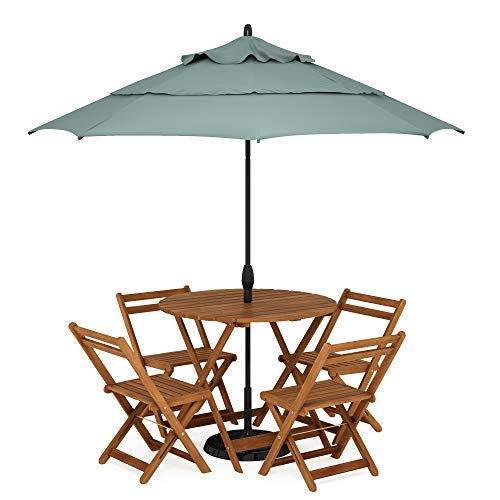 Furinno TIOMAN Patio Table, Nation Round Outdoor Side Table, Dining Table, Coffee Table with Umbrella Hole, for Patio, Garden, Porch, Natural