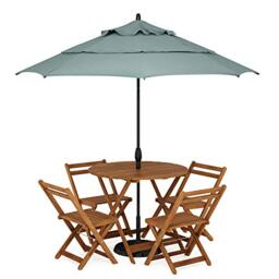 Furinno TIOMAN Patio Table, Nation Round Outdoor Side Table, Dining Table, Coffee Table with Umbrella Hole, for Patio, Garden, Porch, Natural