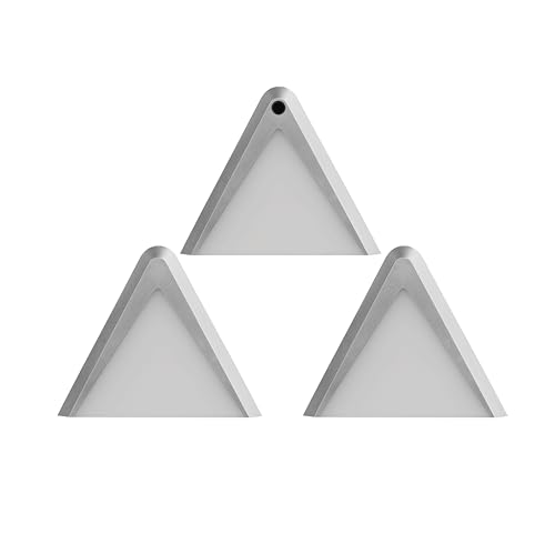 4lite Hampton Triangle Display Cabinet Lights (Silver) Pack of 3 Cool White 200lm Under-Shelf Lights with Touch-Free, Sensor-Controlled on/Off - 4L1/1302/4X3