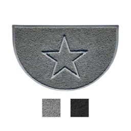 Nicoman Star Shape Embossed Entrance Door Mat Non Slip Dirt Trapper PVC Spaghetti Mat with Rubber Base, Jet Washable Quick Drying Doormat Drainage Outdoor Use Only - (Half-Moon, Grey, 70 x 44cm)