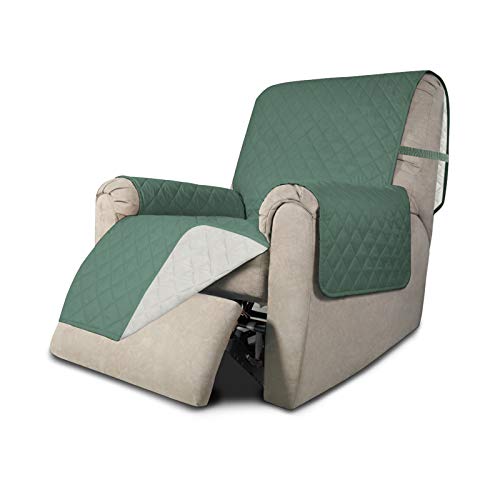 Easy-Going Recliner Sofa Slipcover Reversible Sofa Cover Water Resistant Couch Cover Furniture Protector with Elastic Straps for Pets Kids Children Dog Cat (Recliner, Cyan/Ivory)