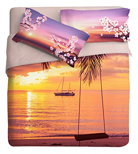Photo duvet cover set Piazzato Fine Art 2 squares Sunset Design