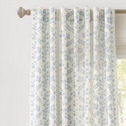 "Lush Decor Doreen Delicate Floral Window Curtain Panel Pair, 52"" W x 84"" L, Blue"