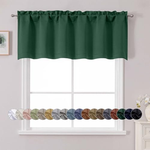 "Chyhomenyc White Valance for Window, Blackout Small Kitchen Curtain for Bedroom/Living Room, Rod Pocket Privacy Short Window Treatment Valance RV Bunk Panels, 60"" Wx18 L"
