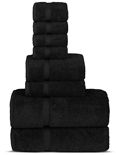 Chakir Turkish Linens - Hotel & Spa Quality 100% Cotton Premium Turkish Towels - Soft & Absorbent (8-Piece Towel Sets, Black)