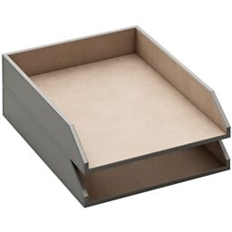 Leather Letter Tray, Thipoten Stackable Desk Organizer Holder for Office Supplies, Paper, File, Magazine, Perfect Office Organization for Desktop (Grey)