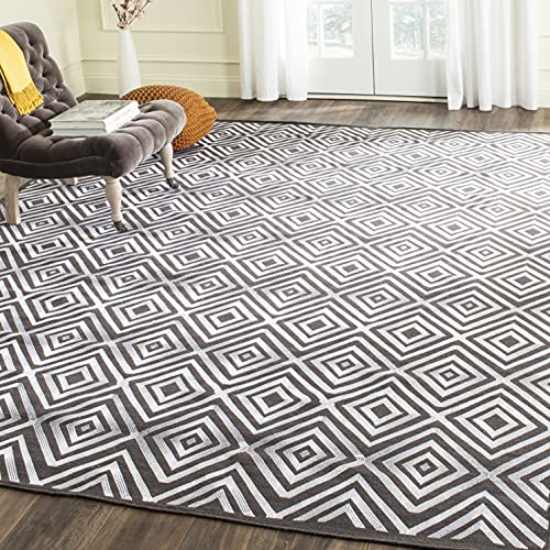 Safavieh Tribal Inspired Indoor Flatweave Rectangle Area Rug, Kilim Collection, KLM627, in Charcoal, 244 X 305 cm for Living Room, Bedroom or Any Indoor Space