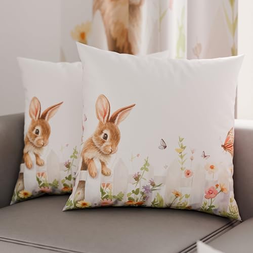 PETTI Artigiani Italiani - Set of 2 Easter Cushion Covers 35x35 cm in Microfibre, Easter Decorative Cushions for Bedroom, Sofa and Living Room, 2 Decorative Pillow Covers, 100% Made in Italy