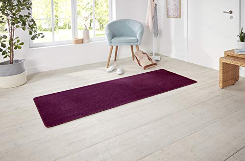 Hanse Home Nasty Runner - Fluffy Short Pile Rug Plain Colours for Dining Room, Living Room, Children's Room, Hallway, Bedroom, Kitchen - Plain Blackberry, 80 x 300 cm