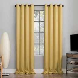"Sun Zero 100% Blackout Grommet Curtain Panel, Linen, Flax Yellow, 52"" W x 63"" L (Pack of 2)"