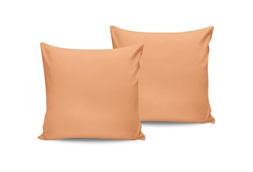 Soft Cotton Pillowcase Set (2 Pieces), Pale Orange, 80 x 80 cm, 100% Cotton Ranforce, 117 g/m², Ideal for Cosy Bedrooms and Stylish Decor