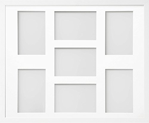 Allington Range 20x16-inch White Picture Photo Frame with White 7-Aperture Mount for Image Size 6x4-inch