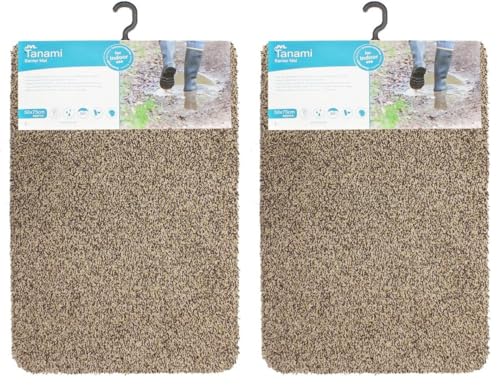 JVL Tanami Machine Washable Barrier Door Mat, Beige, 50 x 75 cm (Pack of 2)