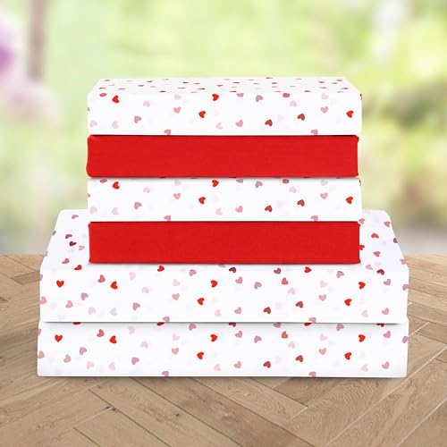 Elegant Comfort Luxury Soft Bed Sheets Heart Pattern - 1500 Premium Hotel Quality Microfiber Softness Wrinkle and Fade Resistant (6-Piece) Bedding Set, Full, Valentina