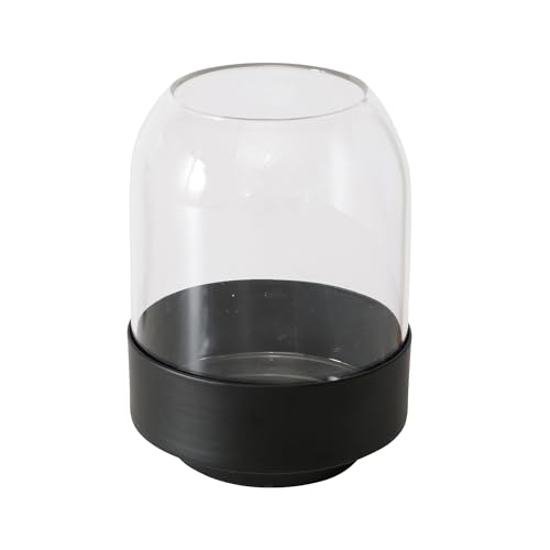 BOLTZE Malena 2048112 Vase (Colour: Black/Transparent, Glass/Metal, Matte, Height 12.5 cm, Diameter 9 cm, Round, Handmade, Waterproof, Minimalist Design, Flower Vase, Decoration)