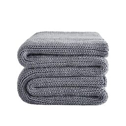 "L'AGRATY Knitted Weighted Blanket - 60""x80"" 15lbs Cooling Chunky Knit Heavy Blanket for Adults Braided Crochet Throw Thick Cable Yarn Knit Decorative Blanket No Beads Evenly Weighted Machine Washable"