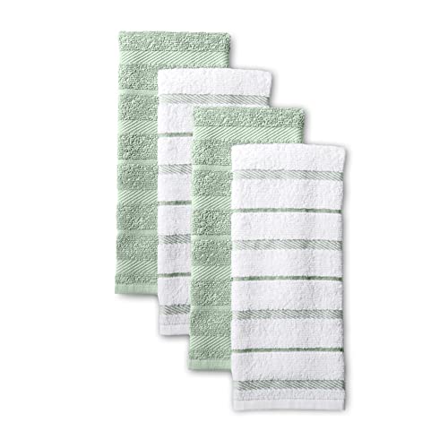 "KitchenAid Albany Kitchen Towel Set 4-Pack 16""x26"", Pistachio Green/White"