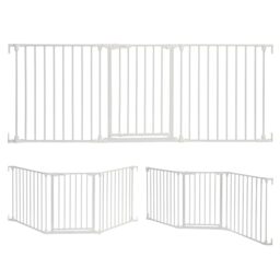 Dreambaby Discovery Metal Baby Gate - 1.95m Extra Wide 3 Panel Walk Through Door for Angled Openings, Configurable for Stairs and Hallways, 74cm High