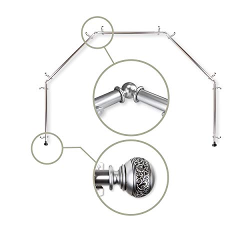 Rod Desyne Bay Window Curtain Rod, Satin Nickel