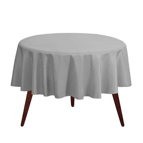 Gee Di Moda Round Tablecloth - 108 Inch Charcoal Round Table Cloth for 48 to 72 Inch Round Tables - Heavy Duty Washable Fabric - for Buffet Table, Holiday Party, Dinner, Wedding & Baby Shower