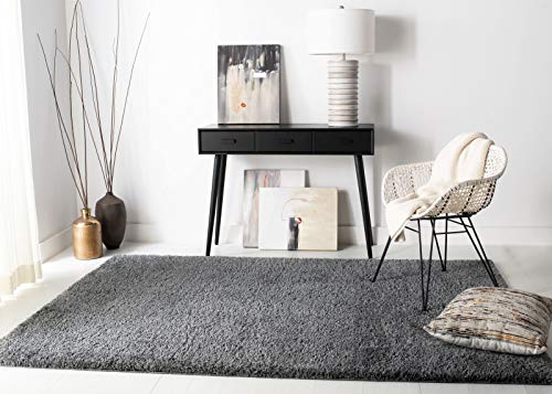 SAFAVIEH Shag Rug for Living Room, Dining Room, Bedroom - August Shag Collection, Short Pile, in Grey, 122 X 122 cm