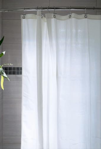 ORGANIC FABRIC SHOWER CURTAIN LINER - Standard Bathtub Size - A Stylish Quality Bathroom Drape - Earth Friendly, Non-Toxic + Odor-Free Cotton Liner - Light-Weight White Shower Curtain - 70x74 WOC