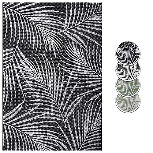 Hanse Home Sumatra Flat Weave Indoor and Outdoor Rug, Colours: Black/Cream, Size: 120 x 170 cm