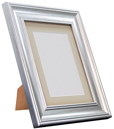 FRAMES BY POST Scandi Vintage Picture Photo Frame, Recycled Plastic, Silver with Light Grey Mount, A4 Image Size 9 x 6 Inch
