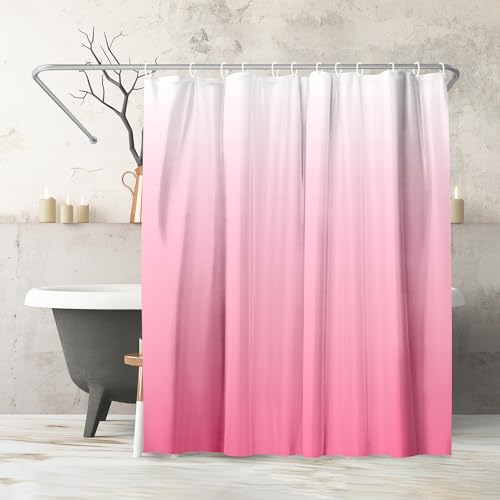 Americanflat 180x200 cm Pink Ombre Shower Curtain - Water-Resistant Long Shower Curtain with Durable Metal Grommets and 12 Hooks - 100% Polyester