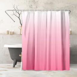 Americanflat 180x200 cm Pink Ombre Shower Curtain - Water-Resistant Long Shower Curtain with Durable Metal Grommets and 12 Hooks - 100% Polyester