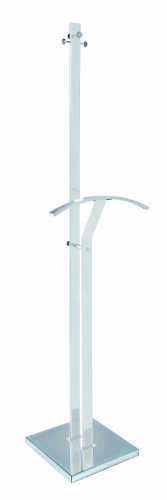 HAKU Coat rack, chrome, white, metal coat rack - Dimensions: W 46 x H 181 x D 35 cm, Style: Modern